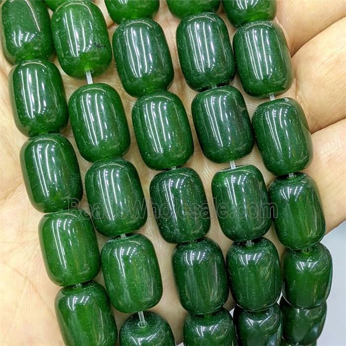 Green Dye Jade Barrel Beads