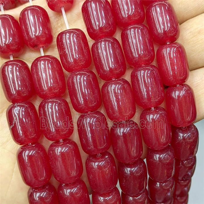 Red Dye Jade Barrel Beads