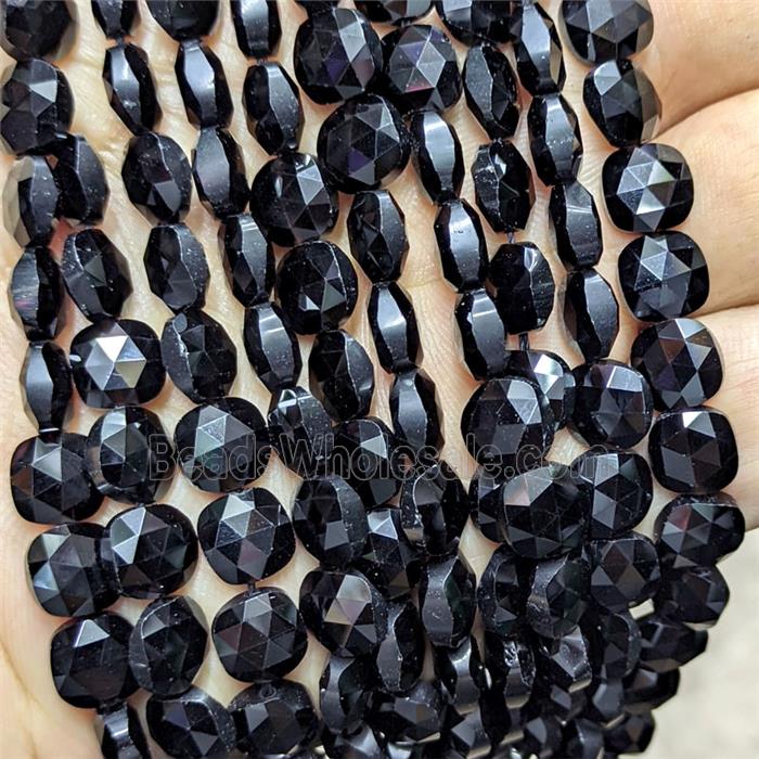 Natural Black Obsidian Square Beads Faceted