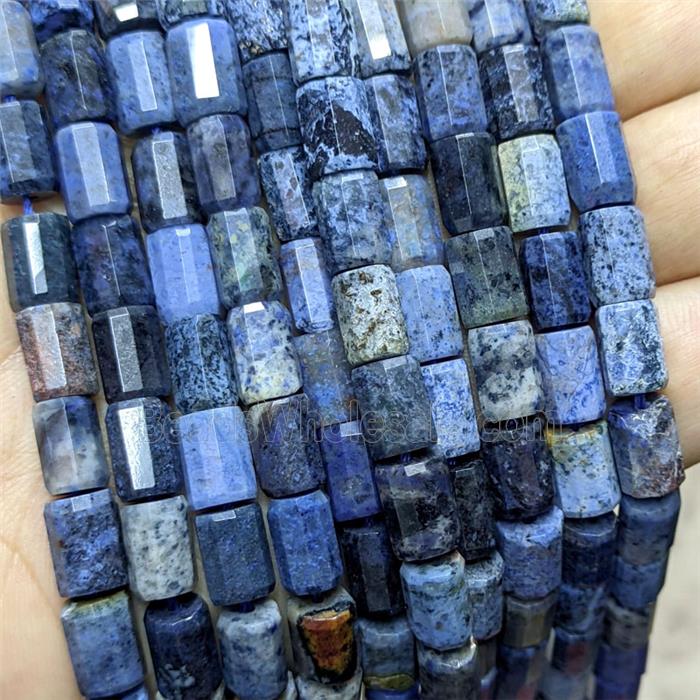 Natural Blue Dumortierite Tube Beads Faceted