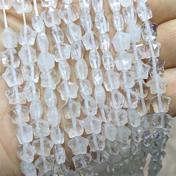 Natural Clear Quartz Star Beads Faceted