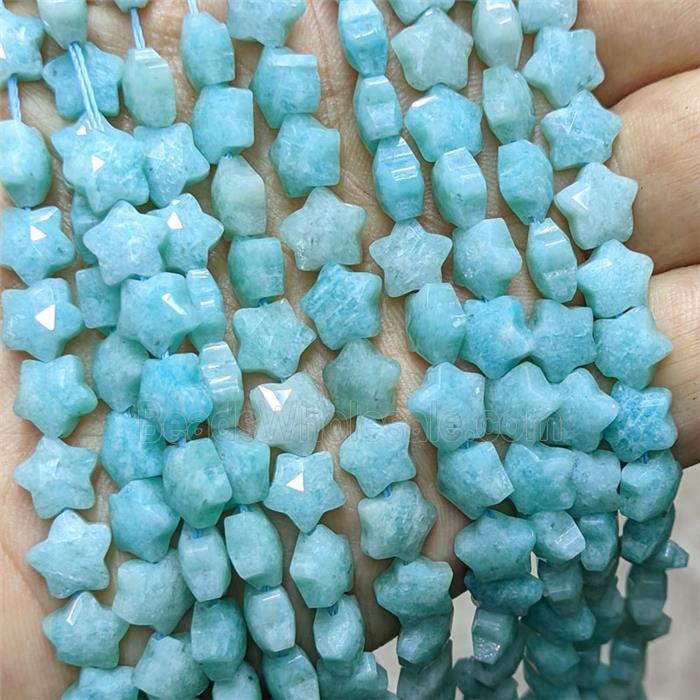 Natural Green Amazonite Star Beads Faceted
