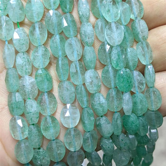 Natural Green Strawberry Quartz Oval Beads Faceted