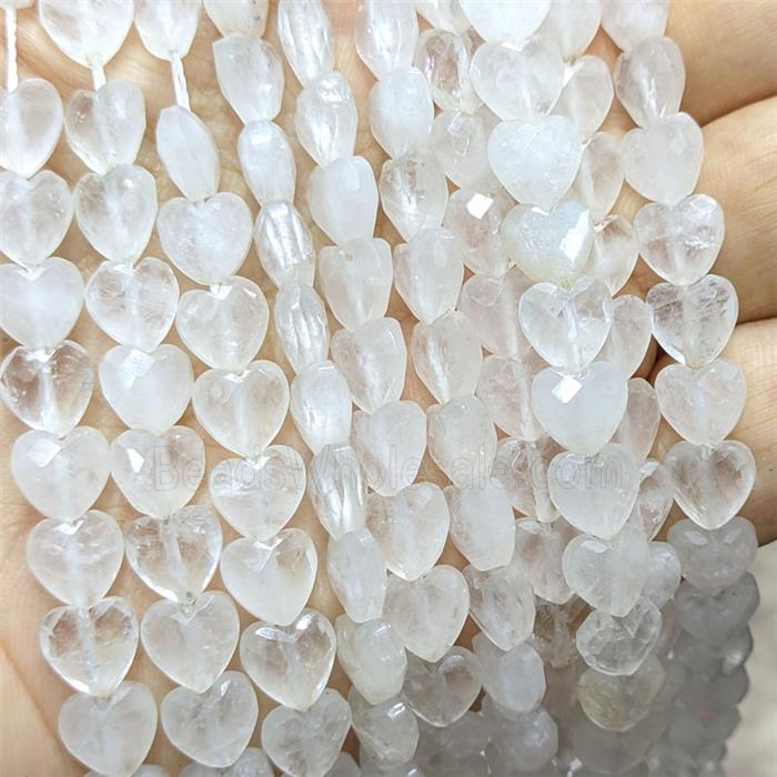 Natural Clear Quartz Heart Beads Faceted