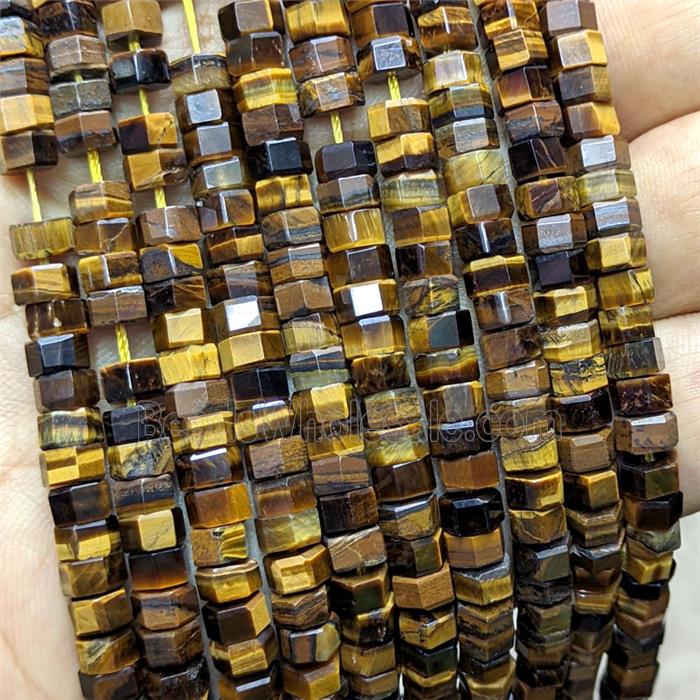 Natural Tiger Eye Stone Hexagon Beads