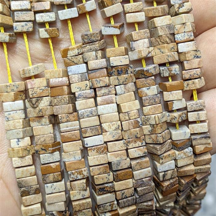 Natural Picture Jasper Square Beads