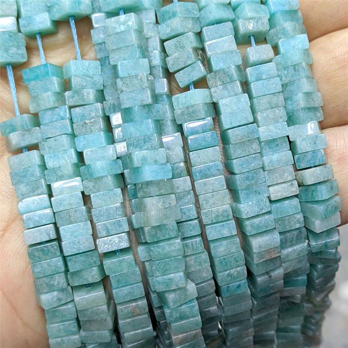 Natural Green Amazonite Square Spacer Beads