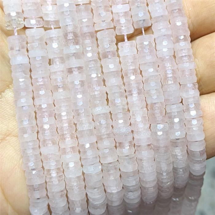 Natural Pink Rose Quartz Heishi Spacer Beads Faceted