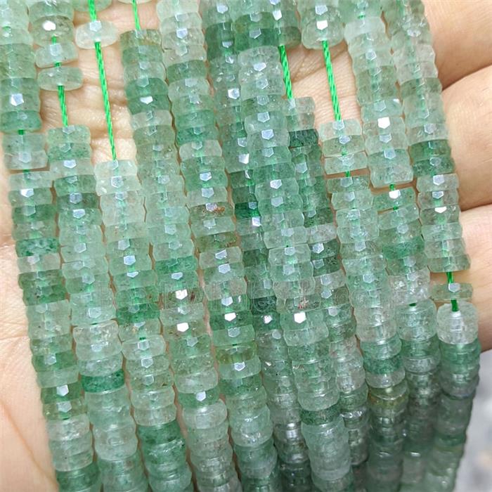 Natural Green Strawberry Quartz Heishi Beads Faceted