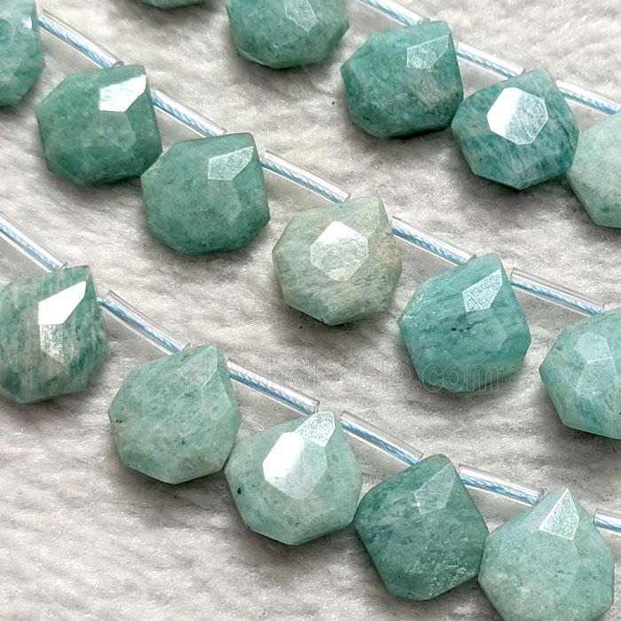 Natural Green Amazonite Teardrop Beads Flat Faceted