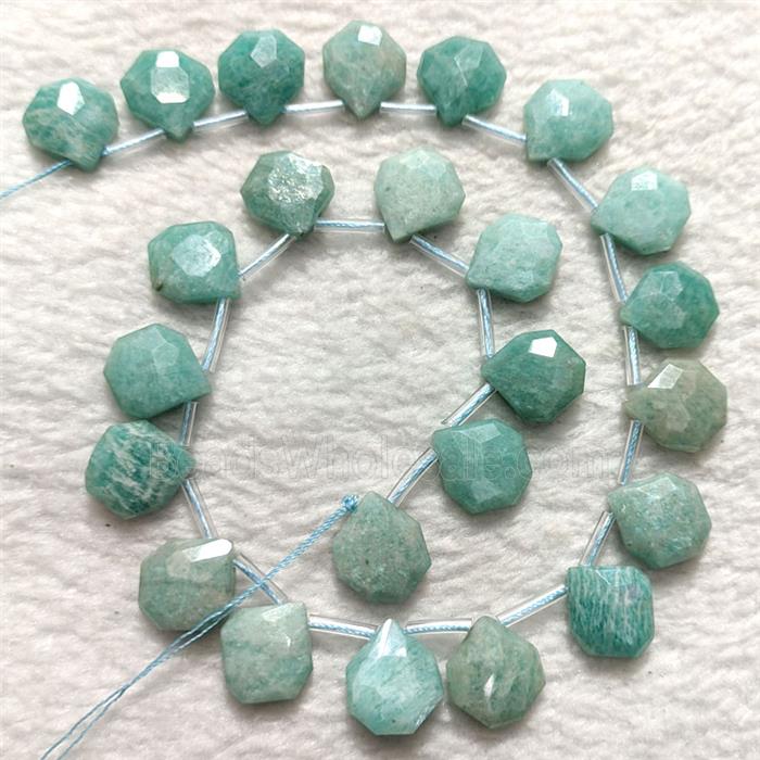 Natural Green Amazonite Teardrop Beads Flat Faceted