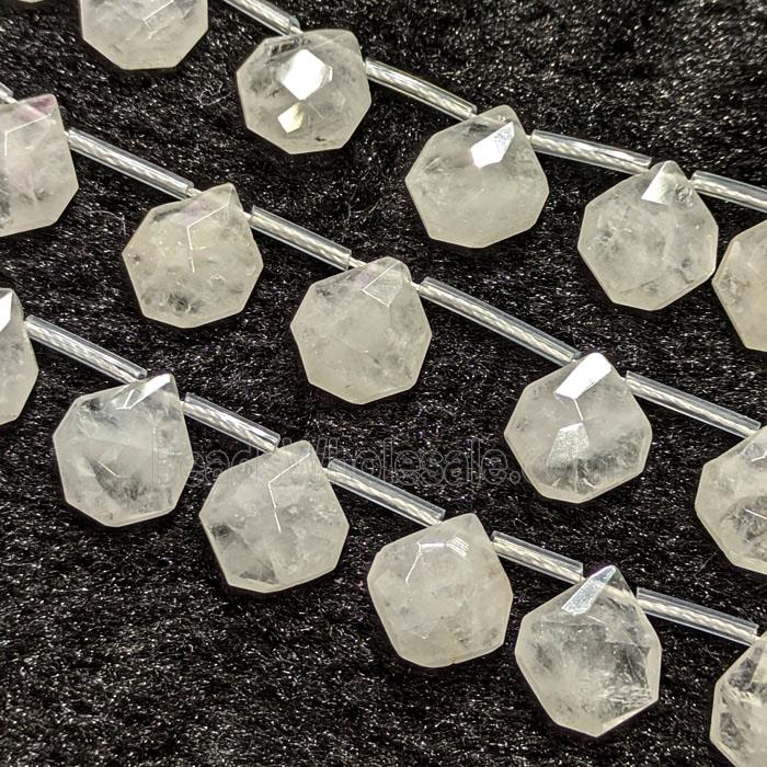 Natural Clear Quartz Teardrop Beads Flat Faceted
