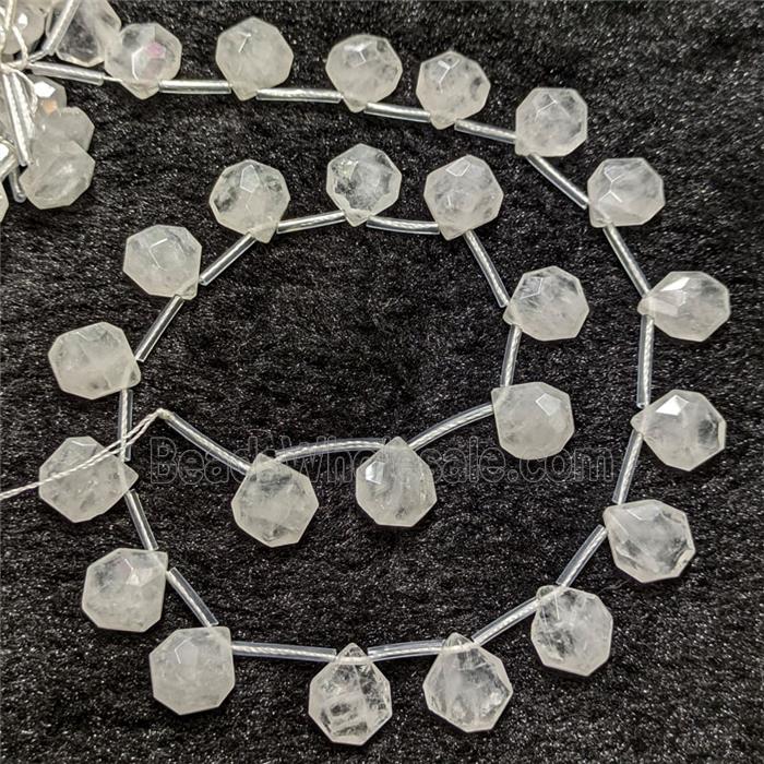 Natural Clear Quartz Teardrop Beads Flat Faceted