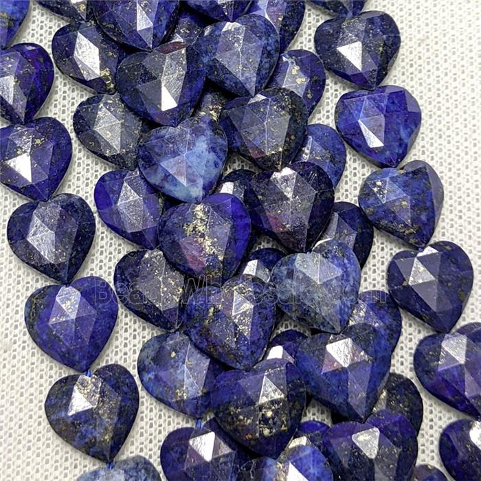 Natural Lapis Lazuli Heart Beads Faceted Blue Dye