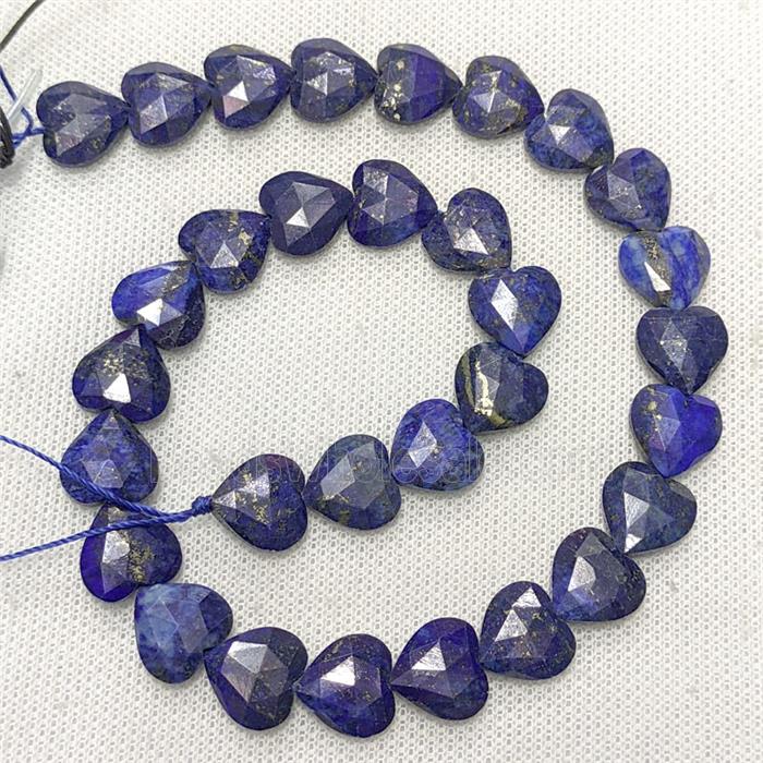 Natural Lapis Lazuli Heart Beads Faceted Blue Dye