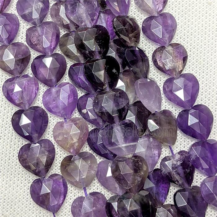Natural Purple Amethyst Heart Beads Faceted