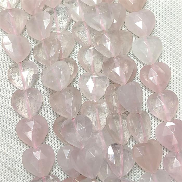 Natural Pink Rose Quartz Heart Beads Faceted