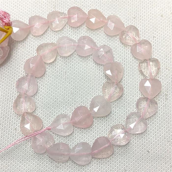 Natural Pink Rose Quartz Heart Beads Faceted