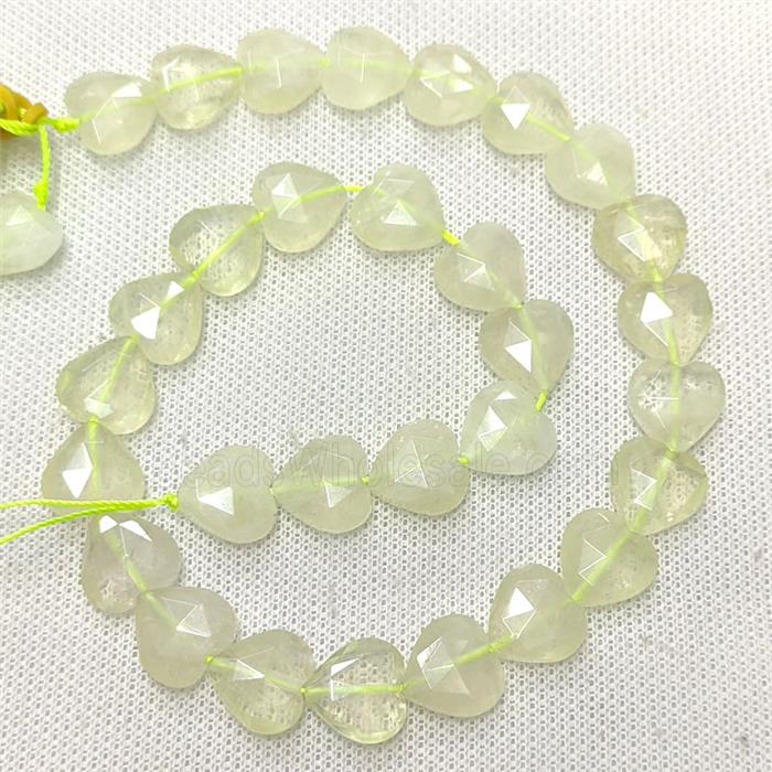 Natural Lemon Quartz Heart Beads Faceted