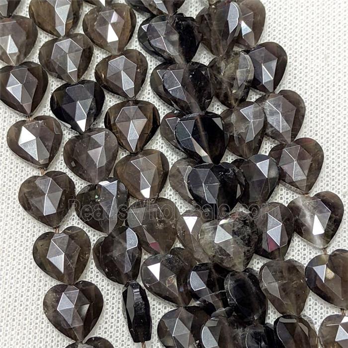 Smoky Quartz Heart Beads Faceted