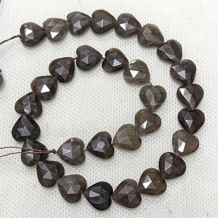 Smoky Quartz Heart Beads Faceted