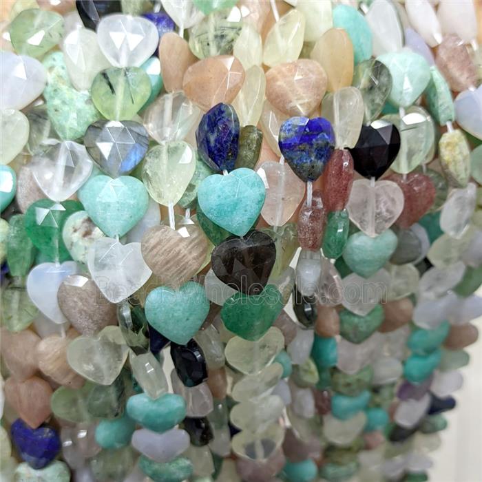 Natural Gemstone Heart Beads Faceted Mixed