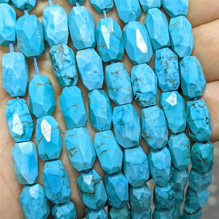 Blue Magnesite Turquoise Barrel Beads Faceted
