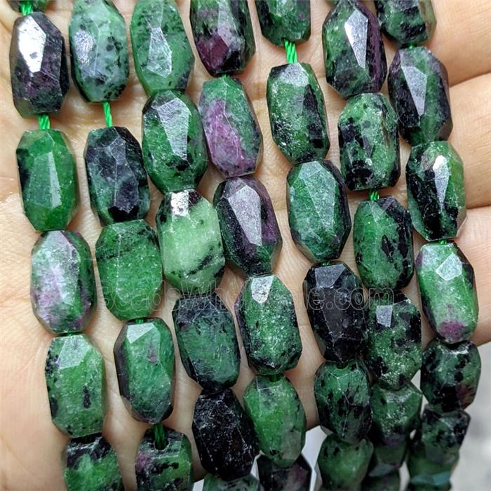 Natural Zoisite Barrel Beads Faceted Green