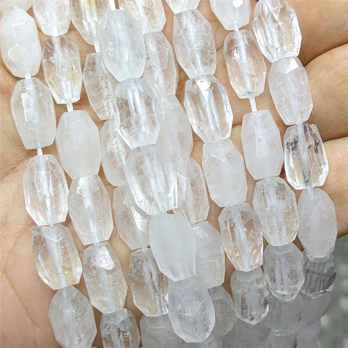 Natural Clear Quartz Barrel Beads Faceted
