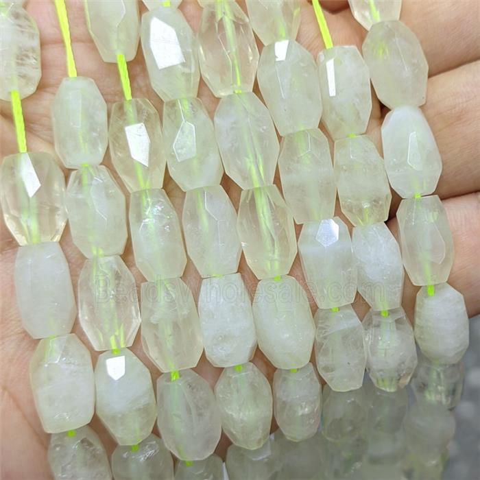 Natural Lemon Quartz Barrel Beads Faceted