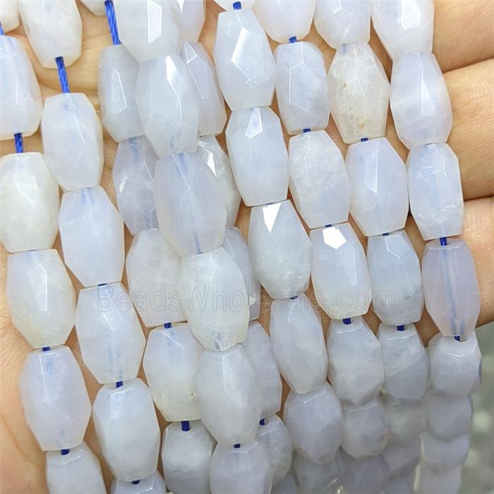 Natural Blue Scorolite Barrel Beads Faceted