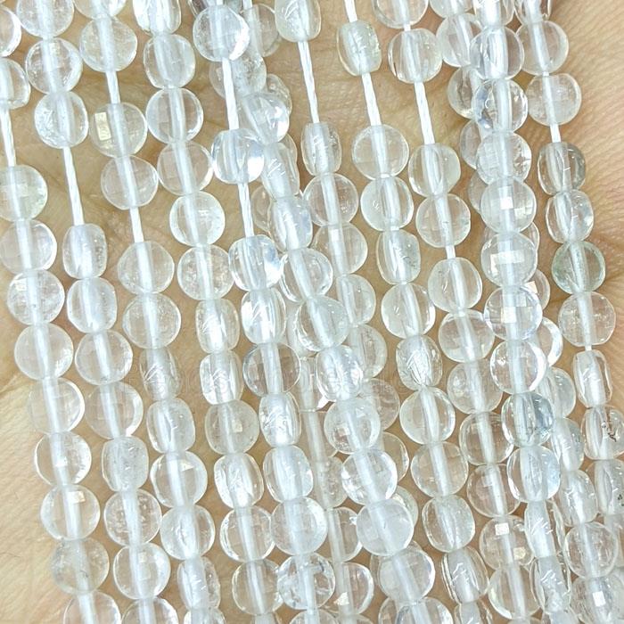 Natural Clear Quartz Beads Faceted Circle