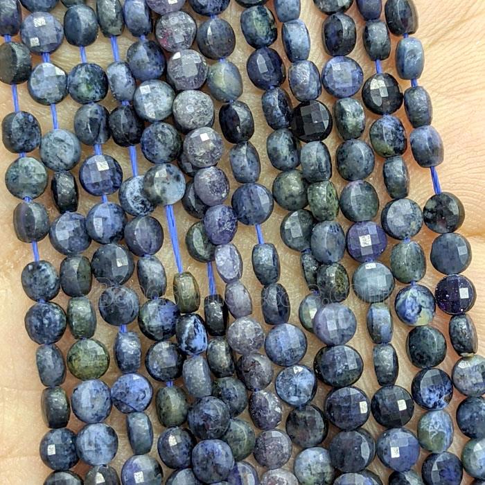 Natural Blue Dumortierite Beads Faceted Circle