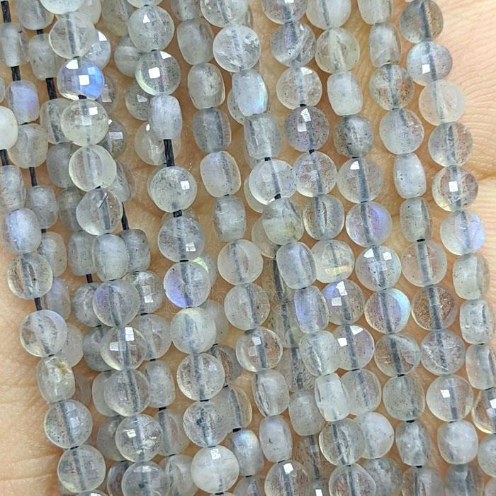 Natural Labradorite Beads Faceted Circle