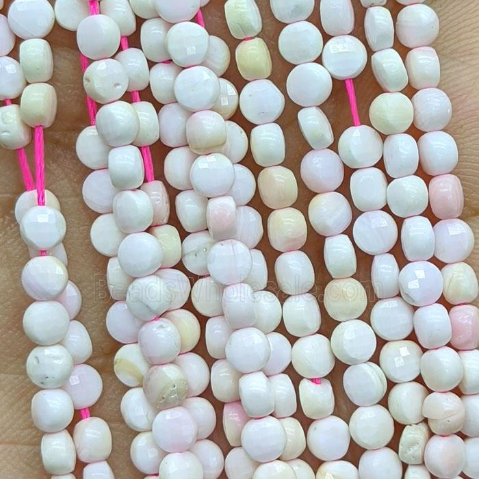 Pink Shell Beads Faceted Circle