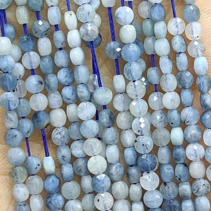 Natural Blue Aquamarine Beads Faceted Circle