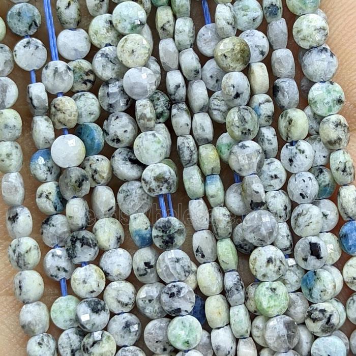 Natural K2 Jasper Beads Faceted Circle Blue