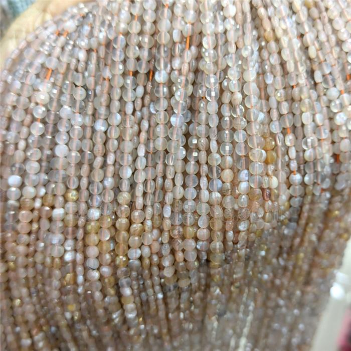 Natural Moonstone Beads Faceted Circle Multicolor