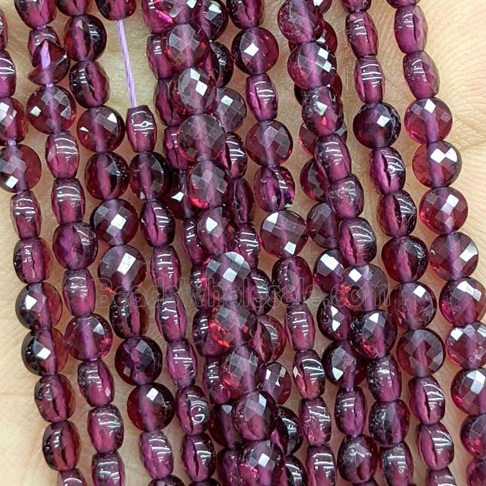 Natural Purple Garnet Beads Faceted Circle