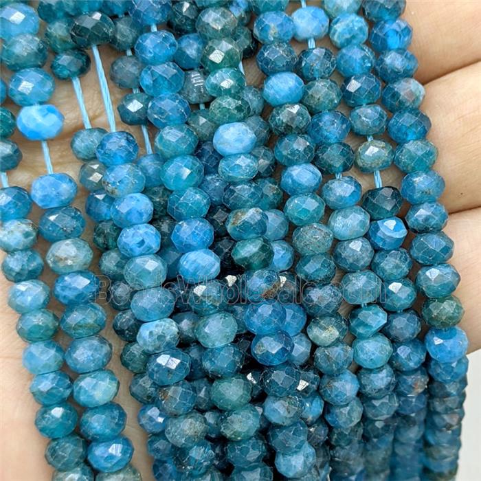 Natural Blue Apatite Beads Faceted Rondelle