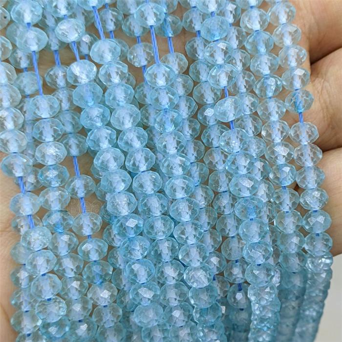 Natural Blue Topaz Beads Faceted Rondelle