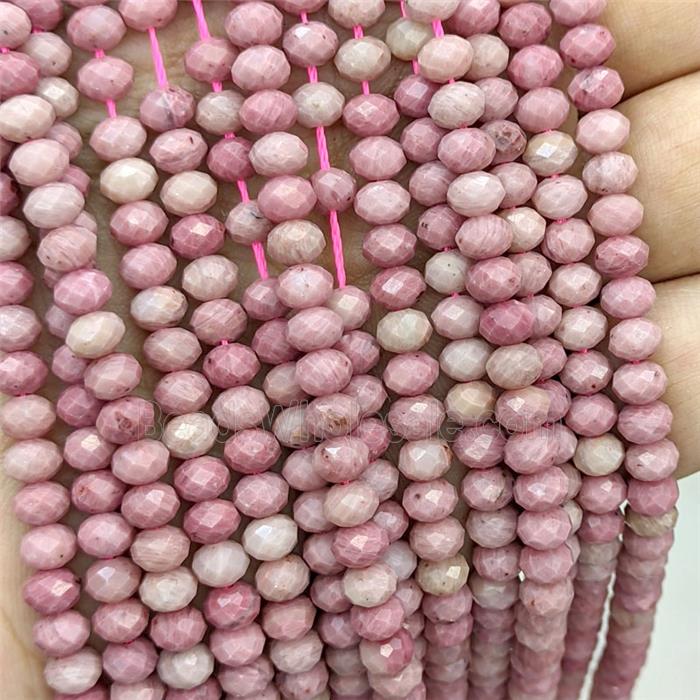 Pink Wood Lace Jasper Beads Faceted Rondelle