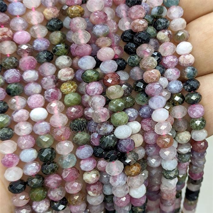 Natural Tourmaline Beads Multicolor Faceted Rondelle