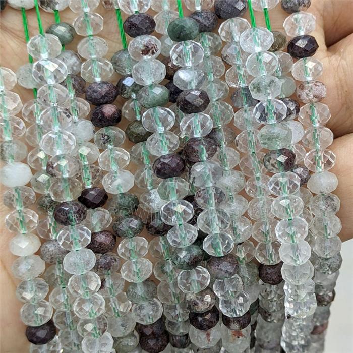 Natural Green Chlorite Quartz Beads Faceted Rondelle