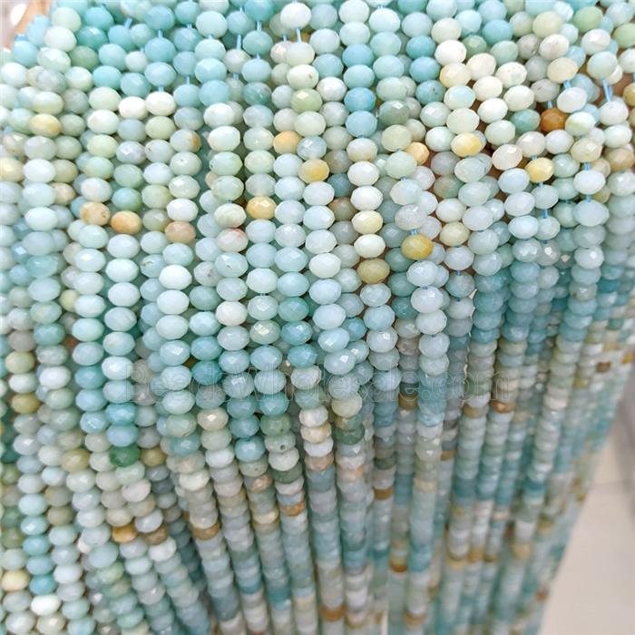 Natural Chinese Amazonite Beads Faceted Rondelle Multicolor