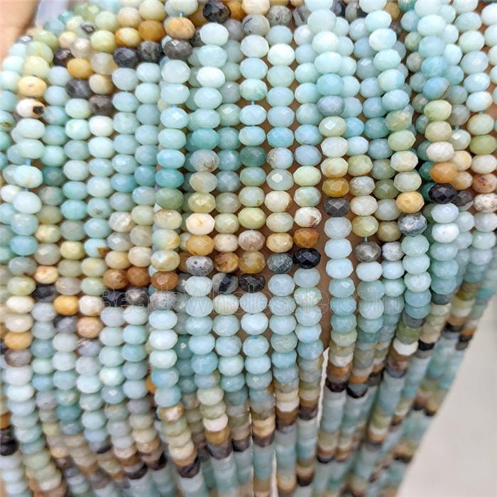 Natural Chinese Amazonite Beads Faceted Rondelle Multicolor