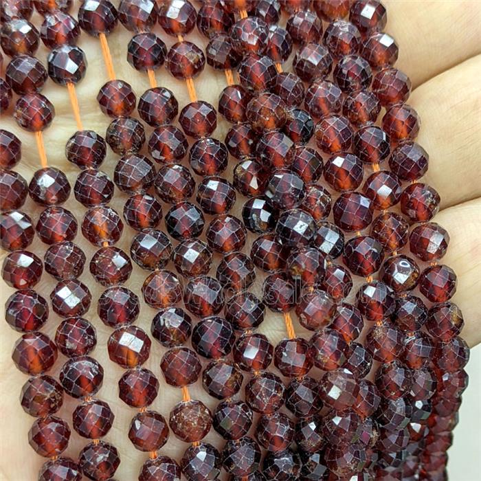 Natural Orange Garnet Beads Faceted Round