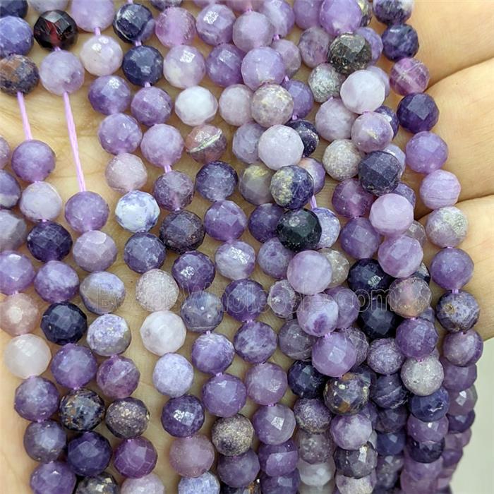 Chinese Purple Lepidolite Beads Faceted Round