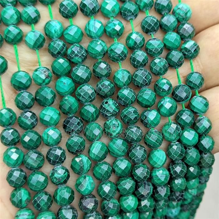 Natural Green Malachite Beads Faceted Round
