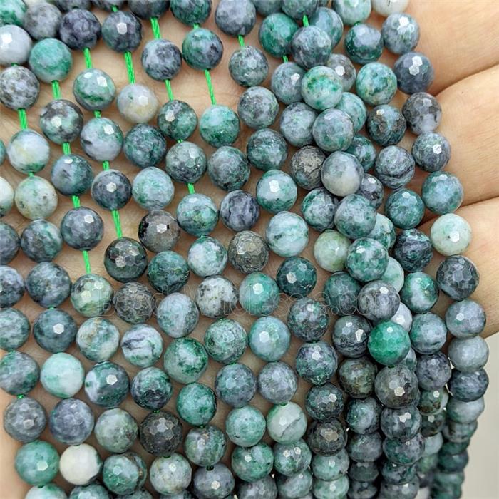 Natural Green Azurite Beads Faceted Round